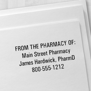 Custom From the Pharmacy of Rubber Stamp Imprint Example