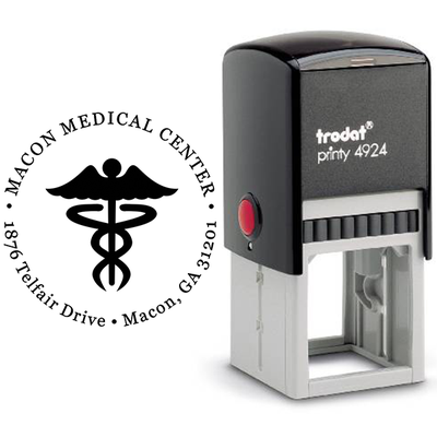 Round Caduceus Medical Address Stamp - alternate view
