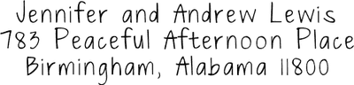 Handwritten rubber address stamp