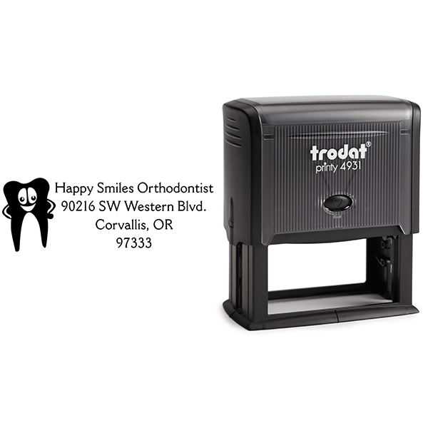 Dental Tooth Return Address Stamp Body and Design