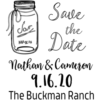 Custom Mason Jar Save the Date Rubber Stamp