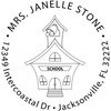 School House Round Teacher Rubber Stamp