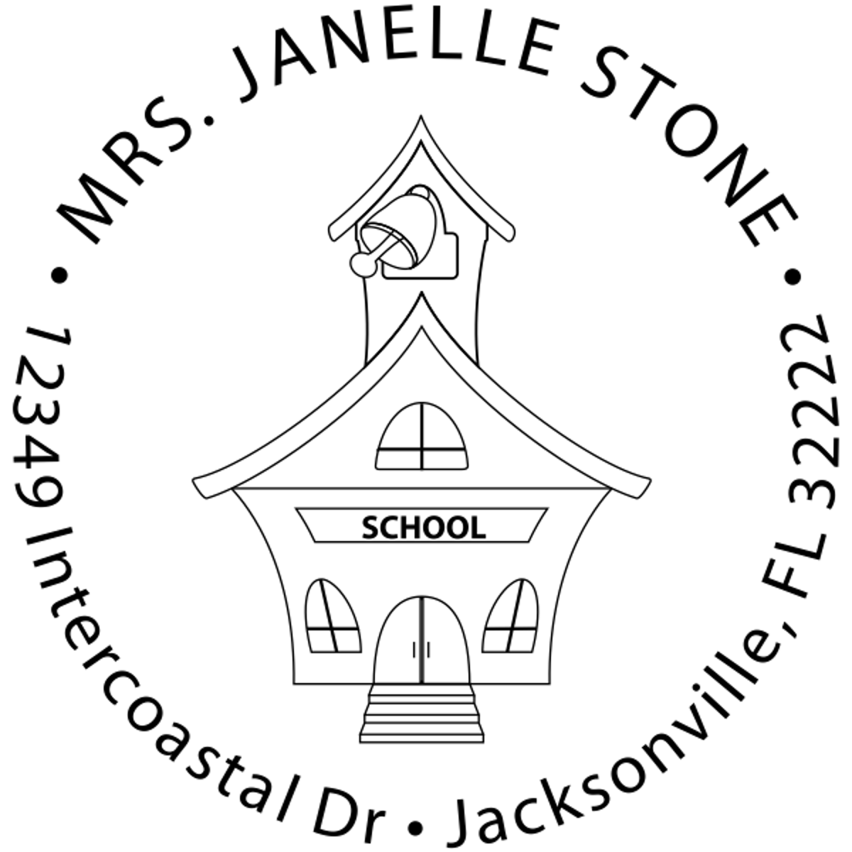 School House Round Teacher Rubber Stamp
