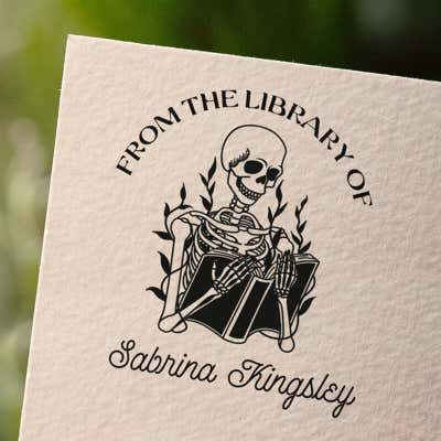Skull 'n Bones Custom Book Stamp - alternate view