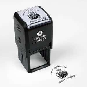 Library book stamp impression and self-inking stamp body with white background