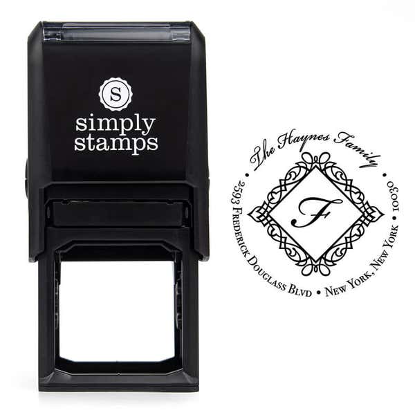 Haynes Diamond Address Stamp design over self inking stamp body