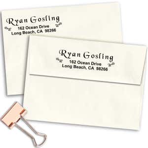 Twin Vintage Floral Design Custom Address Stamp Imprint Example