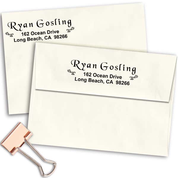Twin Vintage Floral Design Custom Address Stamp Imprint Example