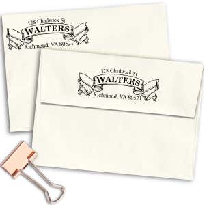 Traditional Vintage Banner Return Address Stamp Imprint Example