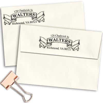 Traditional Vintage Banner Return Address Stamp - alternate view