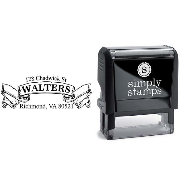 Traditional Vintage Banner Return Address Stamp Body and Design