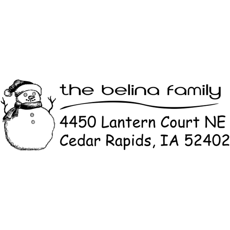 Custom Holiday Snowman return address stamp