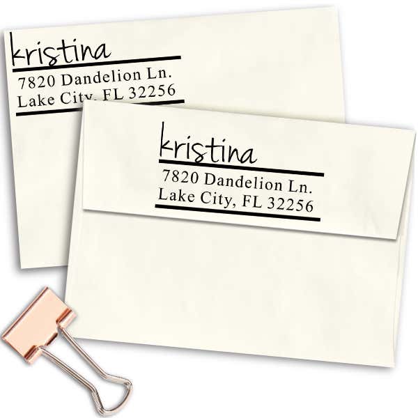 Handwritten Name Return Address Stamp Imprint Example