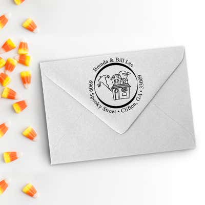 Halloween Spooky Haunted House Return Address Stamp - alternate view