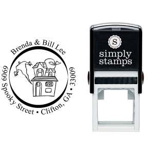 Halloween Spooky Haunted House Return Address Stamp Body and Design