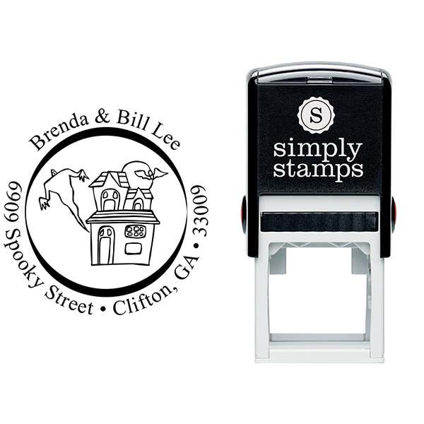 Halloween Spooky Haunted House Return Address Stamp Body and Design