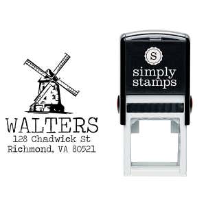Vintage Windmill Return Address Stamp Body and Design