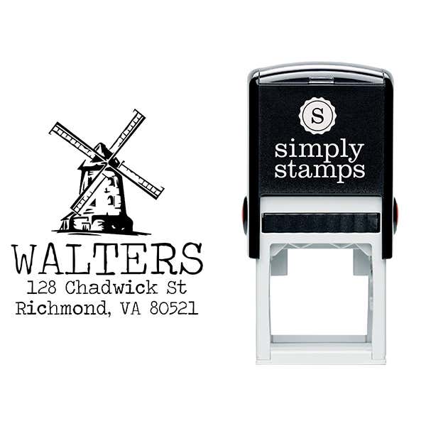 Vintage Windmill Return Address Stamp Body and Design
