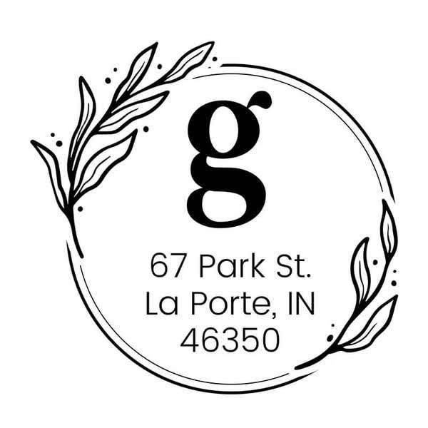 Elegant Botanical Monogram Address Stamp design on white background