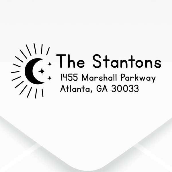 Moon and Stars Custom Return Address Stamp