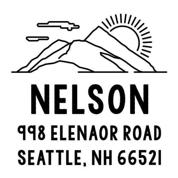 Mountain Custom Return Address Stamp design on white background