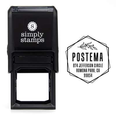 Offset Hexagon Custom Return Address Stamp - alternate view