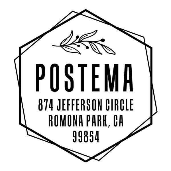 Offset Hexagon Custom Return Address Stamp design on white background