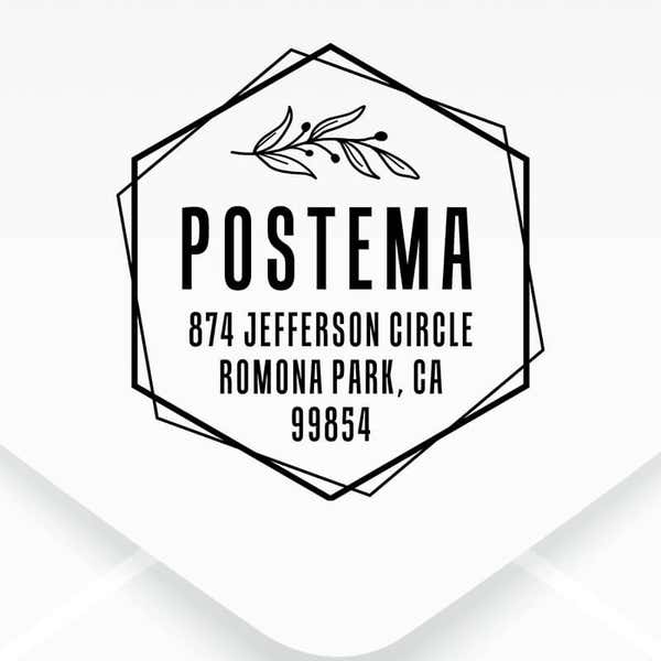 Offset Hexagon Custom Return Address Stamp