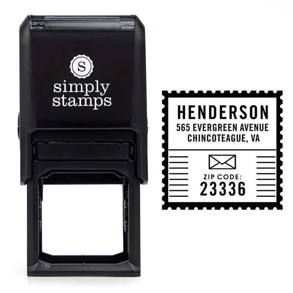 Mail Postal Design Custom Return Address Stamp design over self inking stamp body