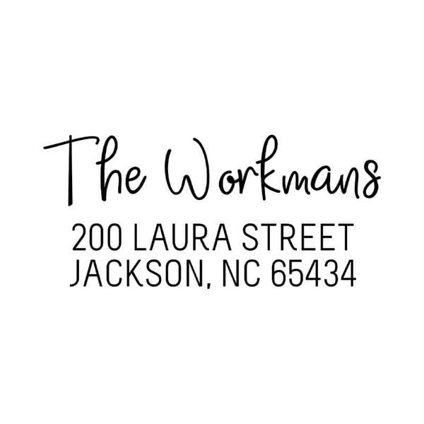 Workman Address Stamp design on white background