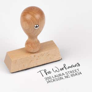 Workman Address Stamp impression next to european stamp body