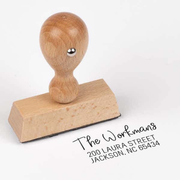 Workman Address Stamp impression next to european stamp body