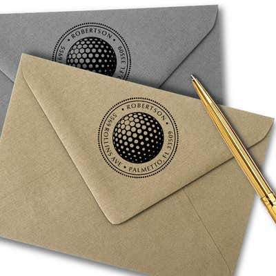 Golf Ball Self-Inking Round Address Stamp - alternate view