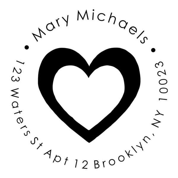 Michaels Heart Round Address Stamp design on white background