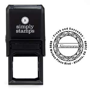 Simmons Return Address Stamp design over self inking stamp body
