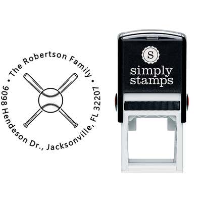 Double Baseball Bats and Ball Address Stamp - alternate view
