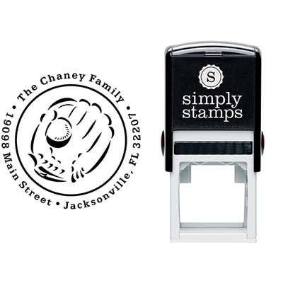 Baseball and Glove Address Stamp - alternate view