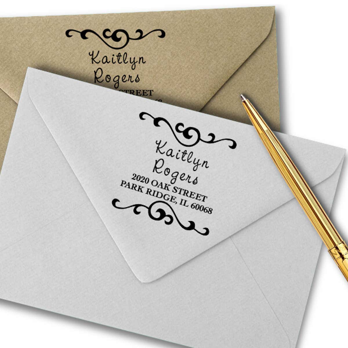 Kaitlyn Square Address Stamp Imprint Example