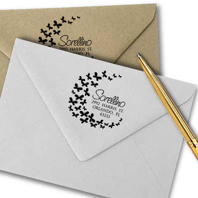 Butterflies Round Address Stamp - alternate view