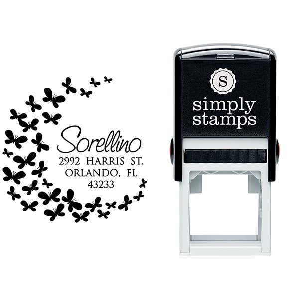 Butterflies Round Address Stamp Body and Design