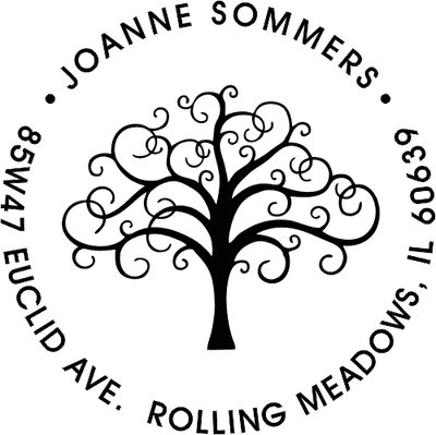 Round Rubber Tree Address Stamp