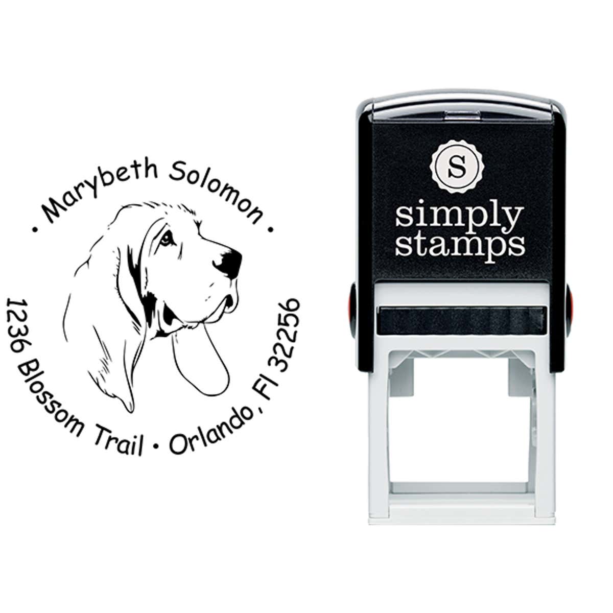 Bloodhound Dog Return Address Stamp Body and Design