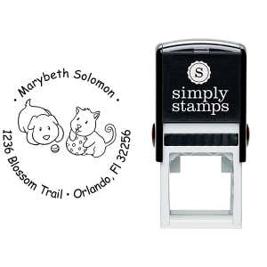 Puppies Playing Return Address Stamp Body and Design