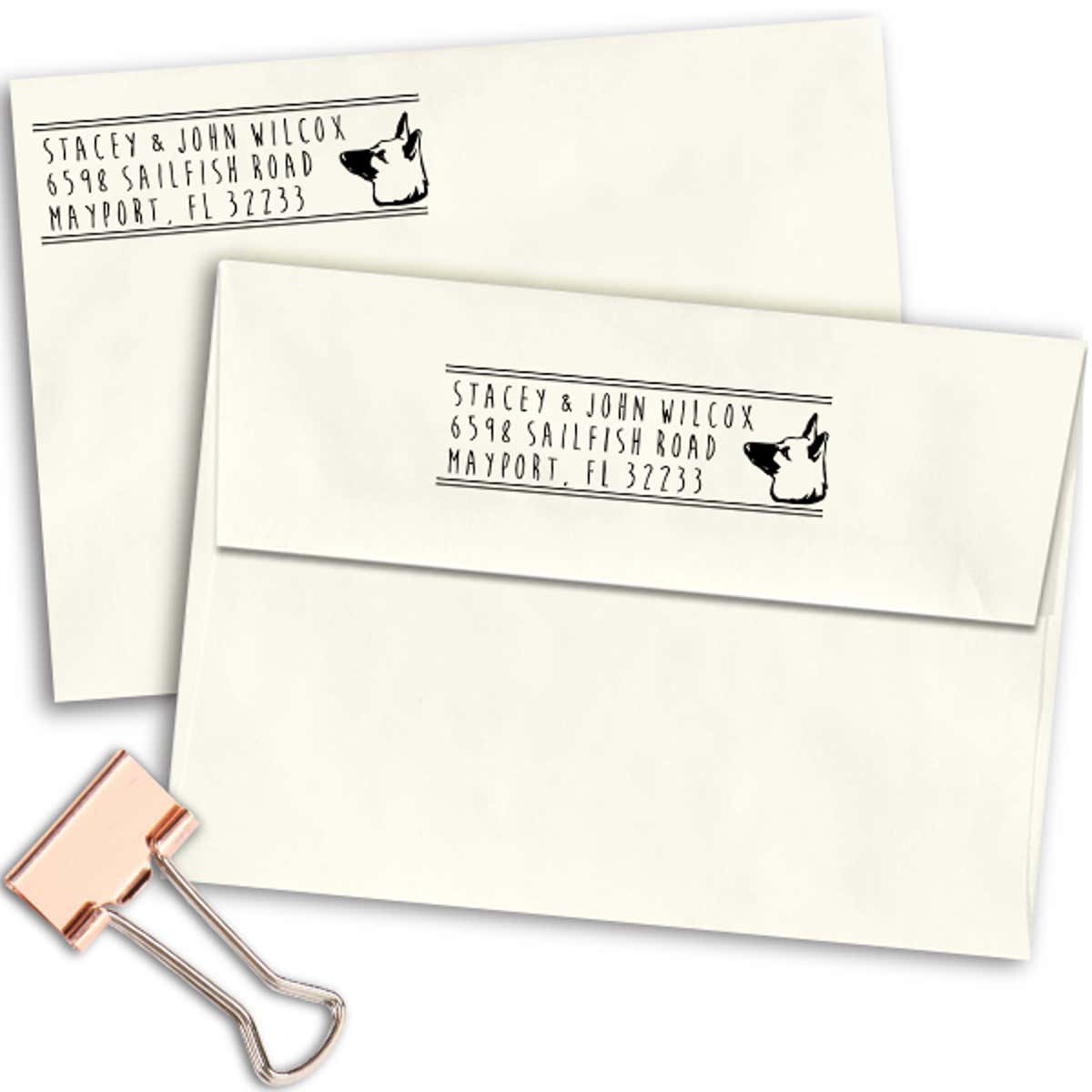 German Shepherd Dog Address Stamp Imprint Example