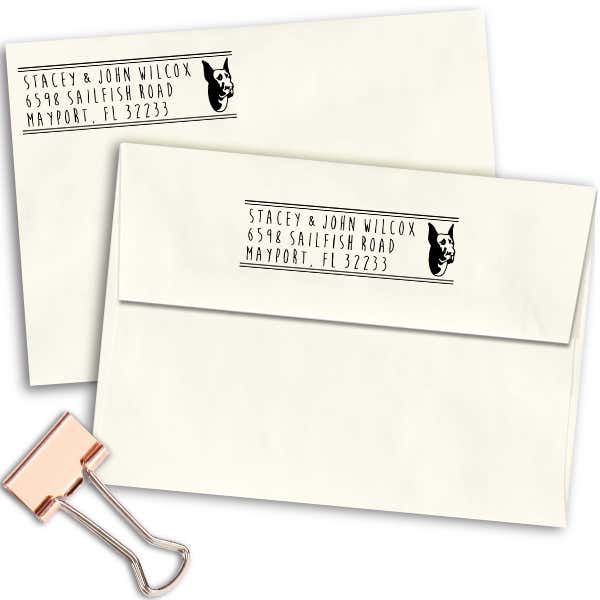 Great Dane Dog Address Stamp Imprint Example