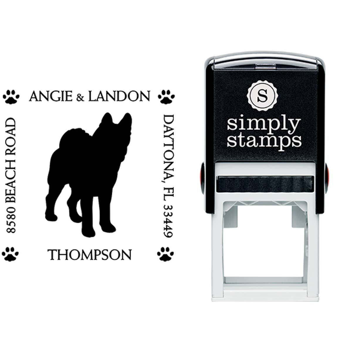 Akita Pet Lover Dog Return Address Stamp Body and Design