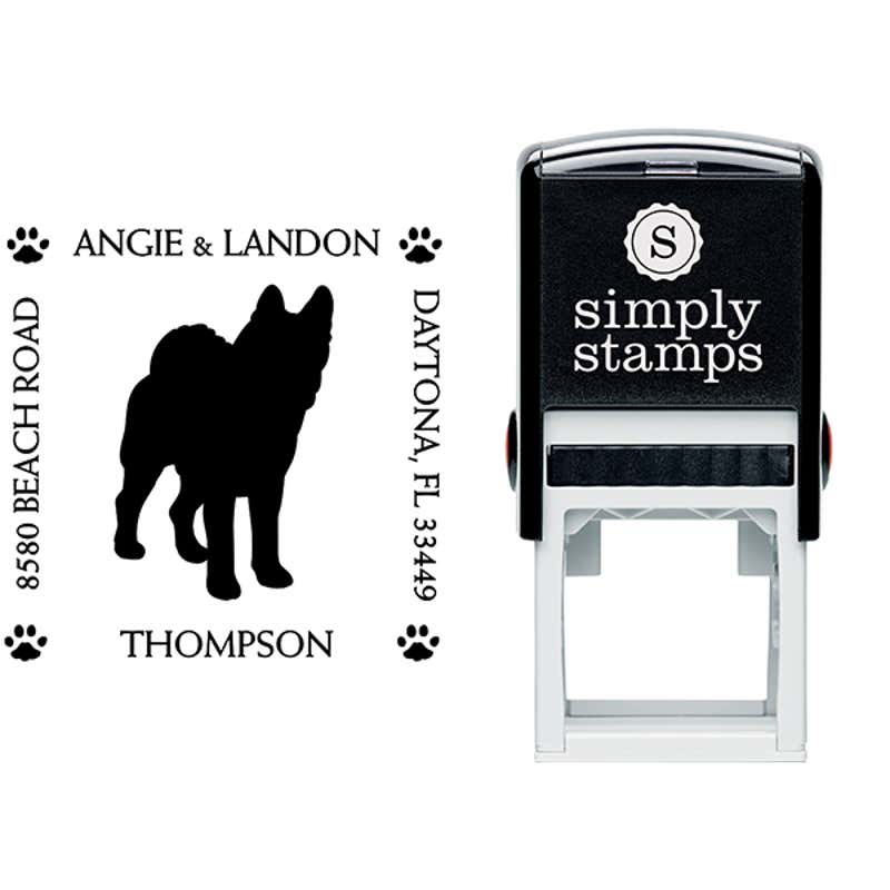 Akita Pet Lover Dog Return Address Stamp Body and Design