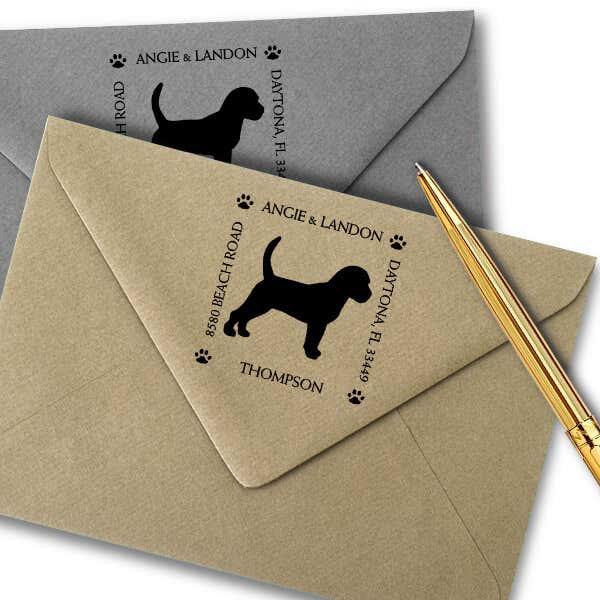 Beagle Pet Lover Dog Return Address Stamp Imprint Example