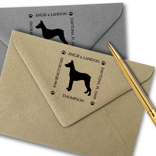 Doberman Pinscher Pet Lover Dog Return Address Stamp Imprint Example