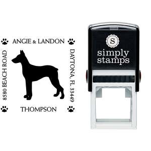 Doberman Pinscher Pet Lover Dog Return Address Stamp Body and Design